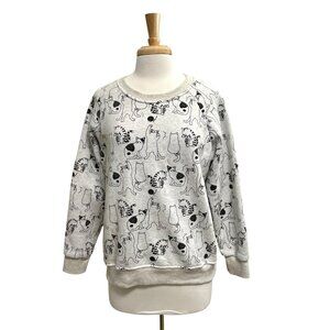 LA Soul Cat Kitten Drawing Comfy Pullover Sweatshirt Sweater Kidcore Gray Medium